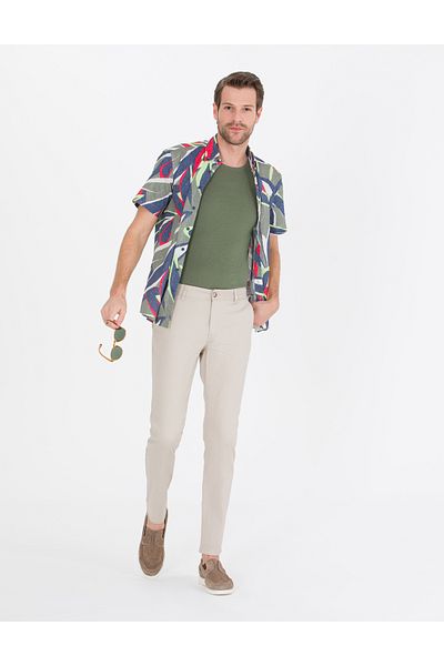 Pierre Cardin Χακί κοντομάνικο πουκάμισο Regular Fit 50265021-VR027