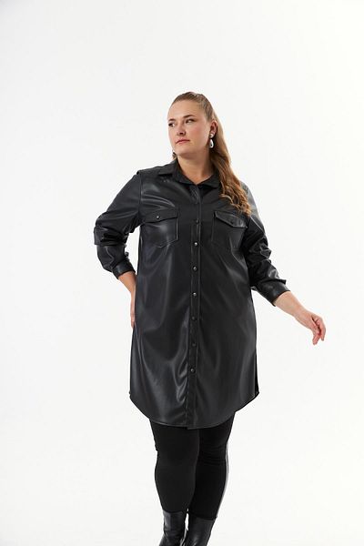 RMG Black Leather Tunic Shirt - Large Size