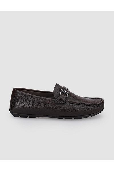 Cabani 100% Genuine Leather Brown Buckle Men's Loafer