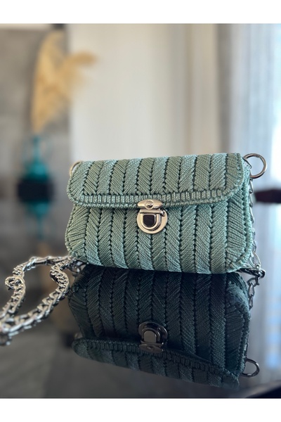 HatuShoping Kanvas Örgü Mini Kol Çantası