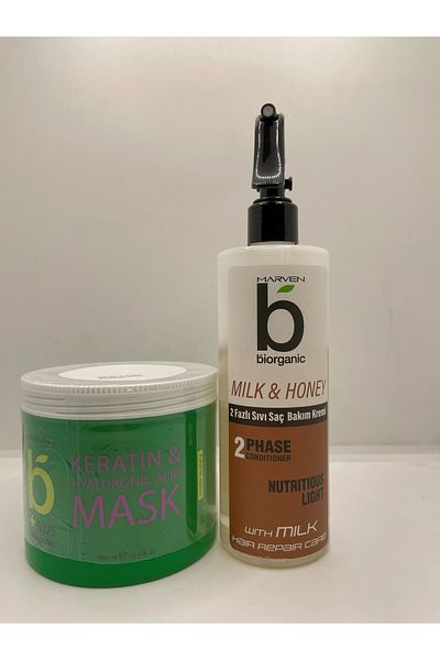 Biorganic Revitalizing Keratin Mask for Sensitive Hair 500ml and Nourishing Care Milk 400ml