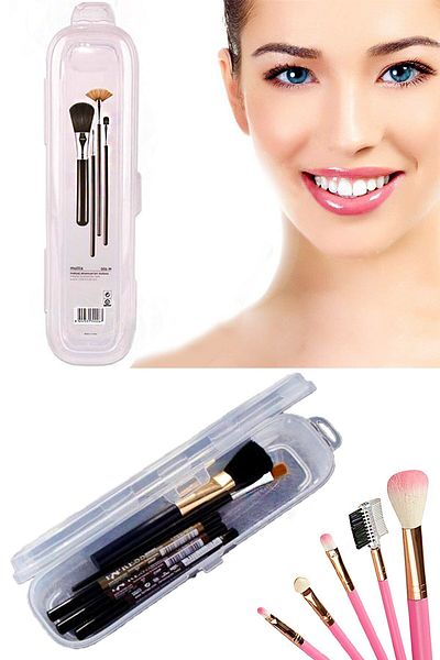 Ovebu Multi Transparent Bag with Lid Storage - Toothbrush - Makeup Brush - Pen Holder Box