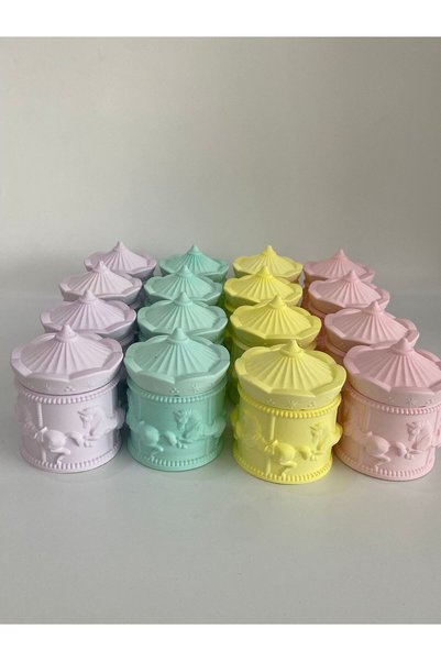 Görke Tasarım 10 Item(s) Carousel Concrete Candle Holder Baby Birth Favor, Baby Mevlid Favor, Birthday
