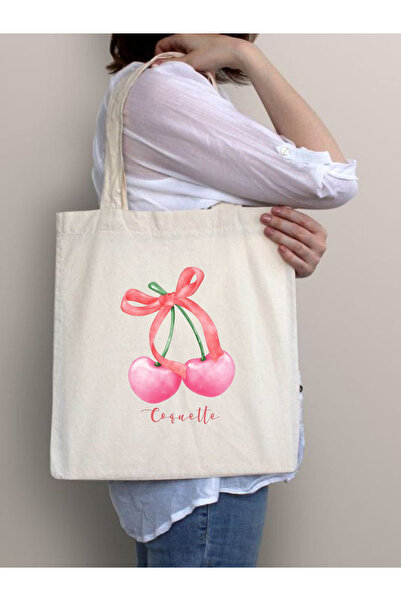 Cemira Unisex Y2K Bows Coquette - Pinterest Cherry Ribbons Retro Tote Bag