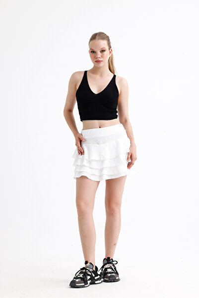 Agolady Fusta mini cu volane Mykonos pentru femei