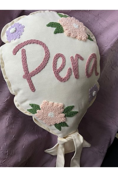 punch passion Bebek takı yastığı, punch nakışlı (Balon tip - İç Dolgulu) isme...