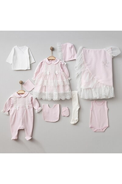 Mert Baby Angela 10'lu Organik Hastane Çıkış Seti Pembe %100 Pamuk Yenidoğan ...