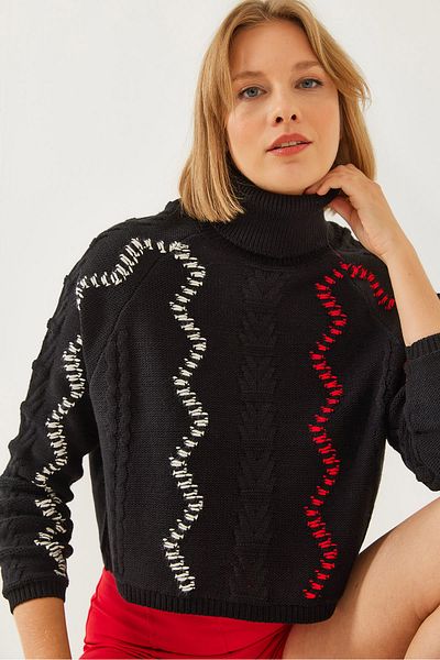 Bianco Lucci Women's Turtleneck Reglan Knitwear Sweater 20247520