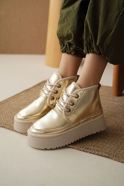 MODAADAM Cizme scurte de damă Pastor Shearling - Aur
