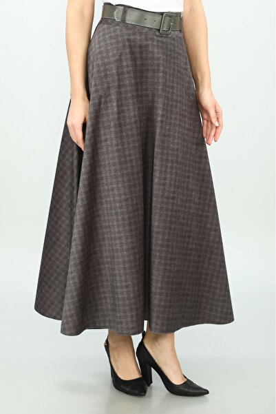 SORALLİNE Жіноча спідниця-кльош - фантазійний матеріал, цифровий принт, 779 сірий