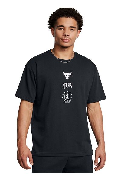 Under Armour Black Men's Regular Plain T-Shirt 1386880 -001 Pjt Rck Terry Ss