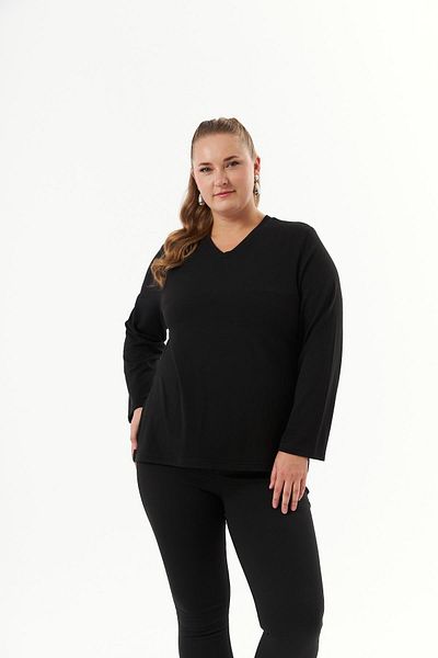 RMG Large Size Back Mesh Sequin Sweater Black