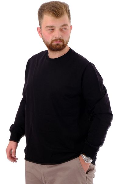 ModeXL Mode XL Large Size Ανδρικό φούτερ με λαιμόκοψη βασικού ποδηλάτου U24174 Μαύρο