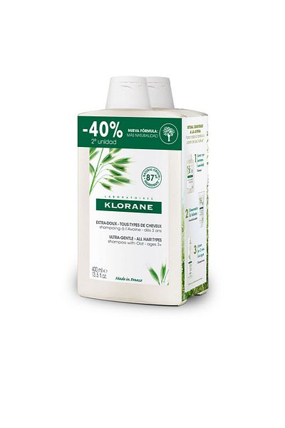 Klorane A La Leche De Avena Champú Extrasuave Duo 2 X 400 ml