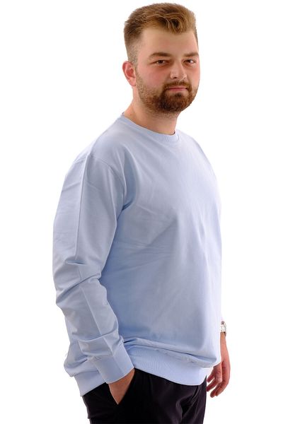 ModeXL Ανδρικό φούτερ με λαιμόκοψη Basic - Ice Blue, Plus Size, Mode XL U24174