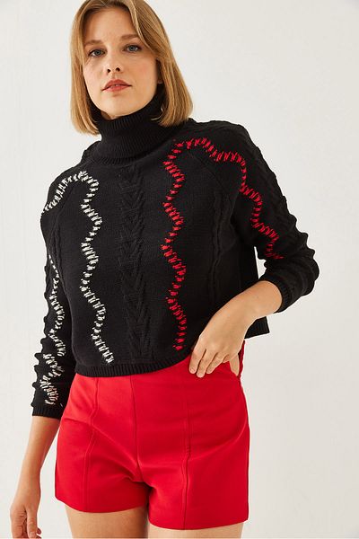 Bianco Lucci Women's Turtleneck Reglan Knitwear Sweater 20247520