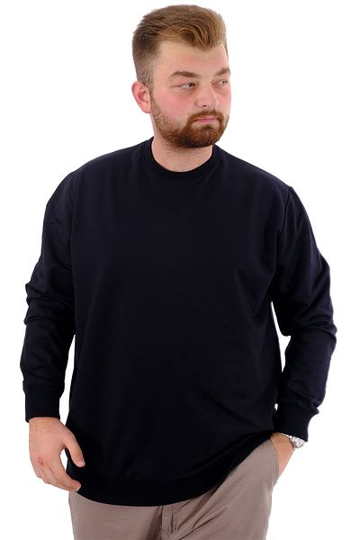 ModeXL Mode XL Large Size Ανδρικό φούτερ με λαιμόκοψη βασικό U24174 Navy Blue