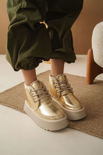 MODAADAM Cizme scurte de damă Pastor Shearling - Aur