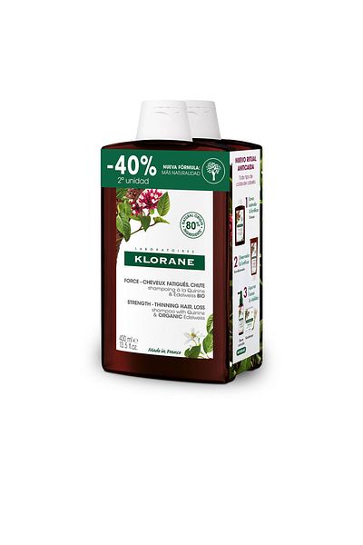 Klorane A La Quinine Und Edelweiss Bio Stärkendes Shampoo-duo 2 X 400 ml