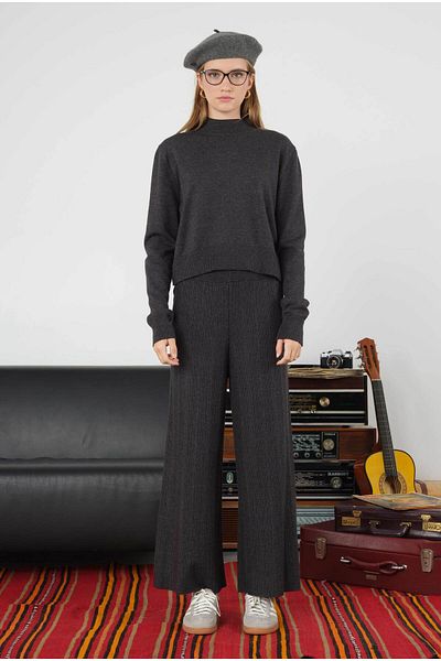HEQA Πλεκτό παντελόνι Anthracite Twill