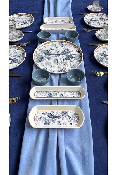 Yiğit Seramik Züccaciye Blue Kitchen 6-Piece 21 Piece Breakfast Set