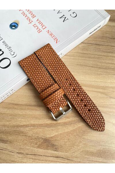 Prizma 22mm Taba Desenli Hakiki Deri Saat Kordonu.