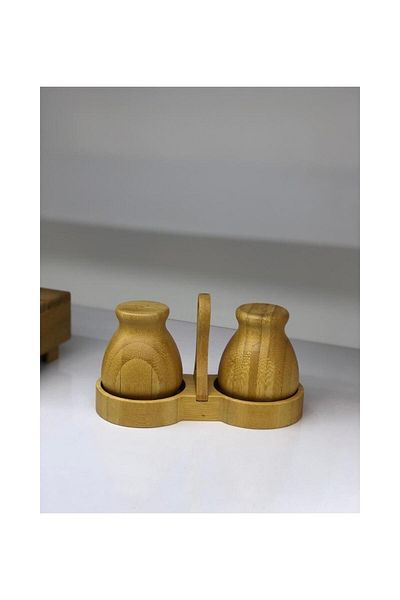 MİEN Mien Bamboo Salt and Pepper Shakers with Stand Mi̇en-7B08