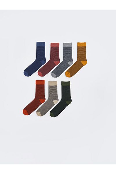 LC Waikiki Cotton Blended Flexible Fabric Men's Socks 7-Piece