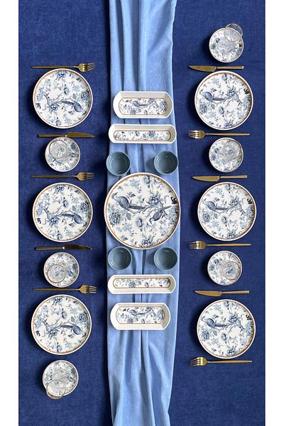 Yiğit Seramik Züccaciye Blue Kitchen 6-Piece 21 Piece Breakfast Set