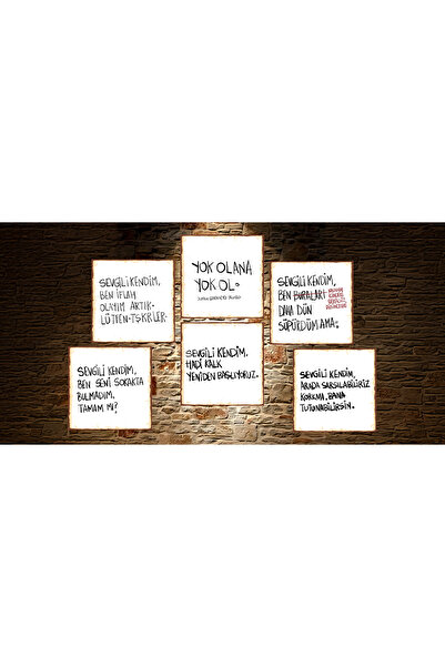 Hayal Poster Özlü Sözler 6lı 20x20 Retro Ahşap Mdf Poster ÖS1002