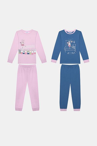 Penti Cotton Girl's Picklebunny Multicolor 2-Piece Pajama Set