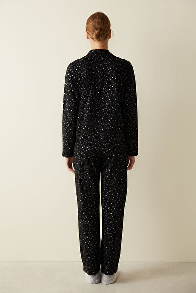 Penti Dark Sky Uzun Kollu Gömlek Siyah Pijama Takımı