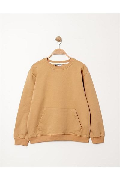 BOYS AND GİRLS Hanorac oversize pentru fete cu buzunare - bej
