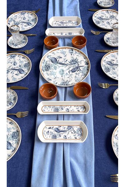 Yiğit Seramik Züccaciye Blue Kitchen 6-Piece 21 Piece Breakfast Set