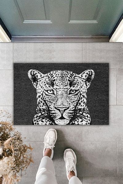 Dormot Home Modern Digital Print - Black Floor Tiger Mat - Door Mat
