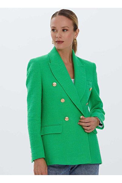 Selen Yeşil Kadın Erkek Standart Baskılı Ceket 24KSL1400
