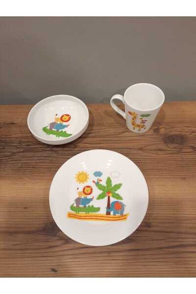 Tulü Porselen Jungle Animals Porselen Mama Seti 3 Parça
