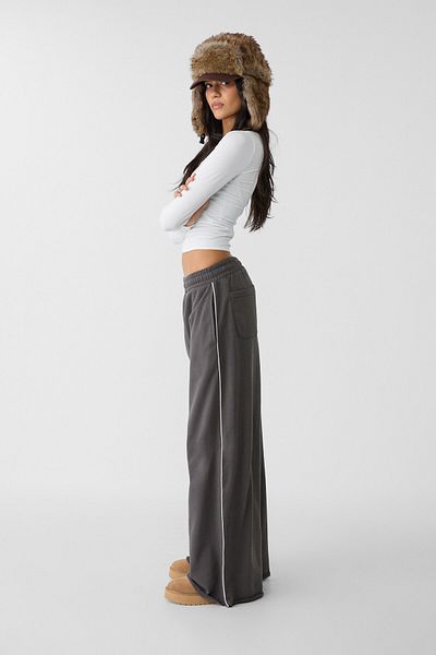 Stradivarius Stripe Detail and Cotton Wide Leg Pants