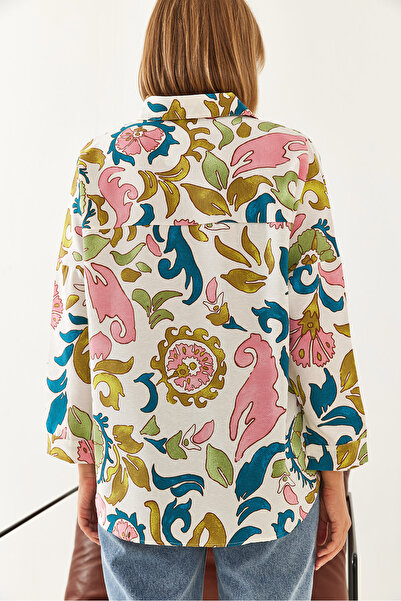 Bianco Lucci Casual λινό γυναικείο πουκάμισο - με πολλά σχέδια, Model60101024