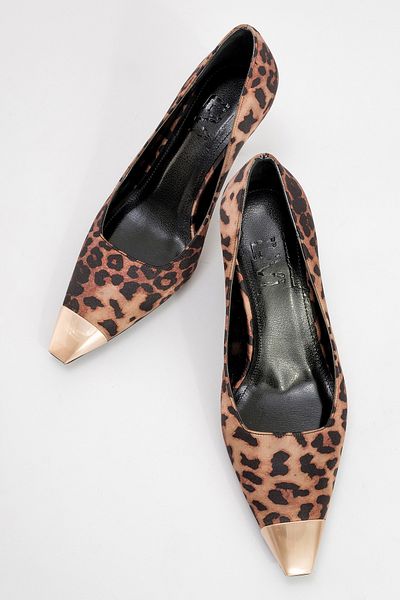 LuviShoes حذاء MOANDA نسائي أسود أصفر منقوش بكعب رفيع