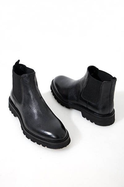 GERARDO AYAKKABI Siyah Erkek Hakiki Deri Chelsea Bot