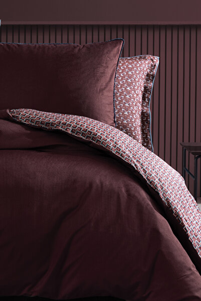 Yataş Charme Lisa Double Velvet Satin Duvet Cover Set - Burgundy