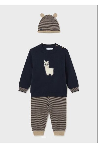 MAYORAL طقم سراويل بلوفر محبوكة للأطفال الرضع مكون من 3 قطع 2546