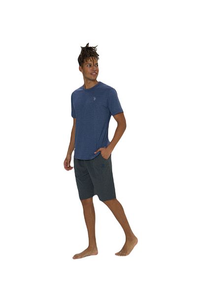 U.S. Polo Assn. Η.Π.Α. Polo Assn. Σετ ανδρικό σορτς μπλε μελανζέ με στρογγυλή λαιμόκοψη