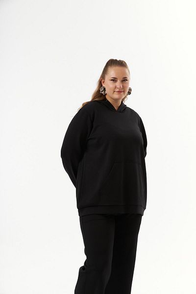 RMG Black Modal Sweatshirt - Kangaroo Pocket, Large Size