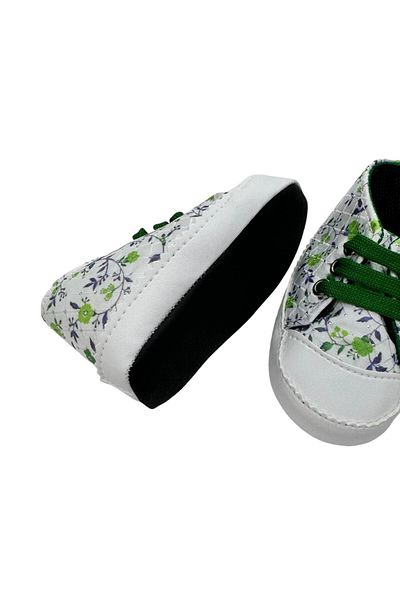 Esterella Glittery Flower Pattern Baby Shoes/ Lace-Up Soft Non-Slip Sole Moccasin/ First Step Baby Shoes