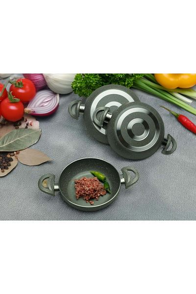 Doğuş Mutfak 18-20-22 cm Set of 3 Double Handled Granite Coated Sahan Omelet Pan