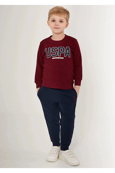 U.S. Polo Assn. Boy's Claret Red Printed Suit