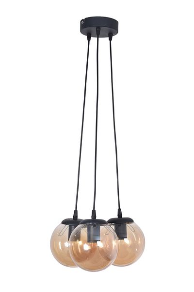 Modavize Zaragoza Modern Design Living Room Kitchen Bedroom Black Color Honey Glass 3-Piece Chandelier