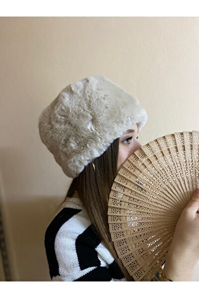 sema aksesuar Trend Winter Mink Plush Heart Hat - Gift Faux Fur Russian Plush Hat